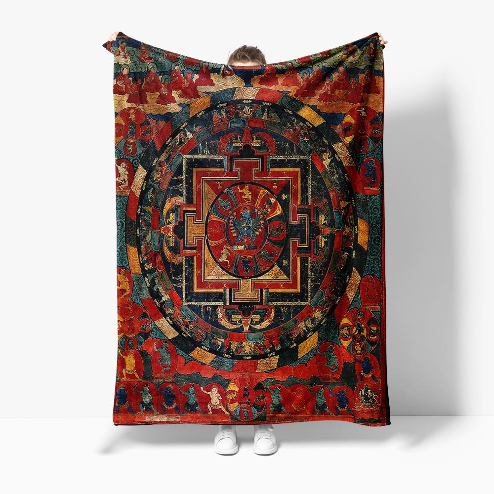 Red Mandala Blanket Throw Soft Fleece Bed Sofa Cover Decorative Throw Blanket Gift 75x100cm