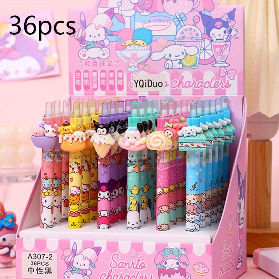36pcs Kuromi Sanrio cartoon dessert styling series resin patch press pen cute shape neutral pen black signature pen stationery 0.5mm black