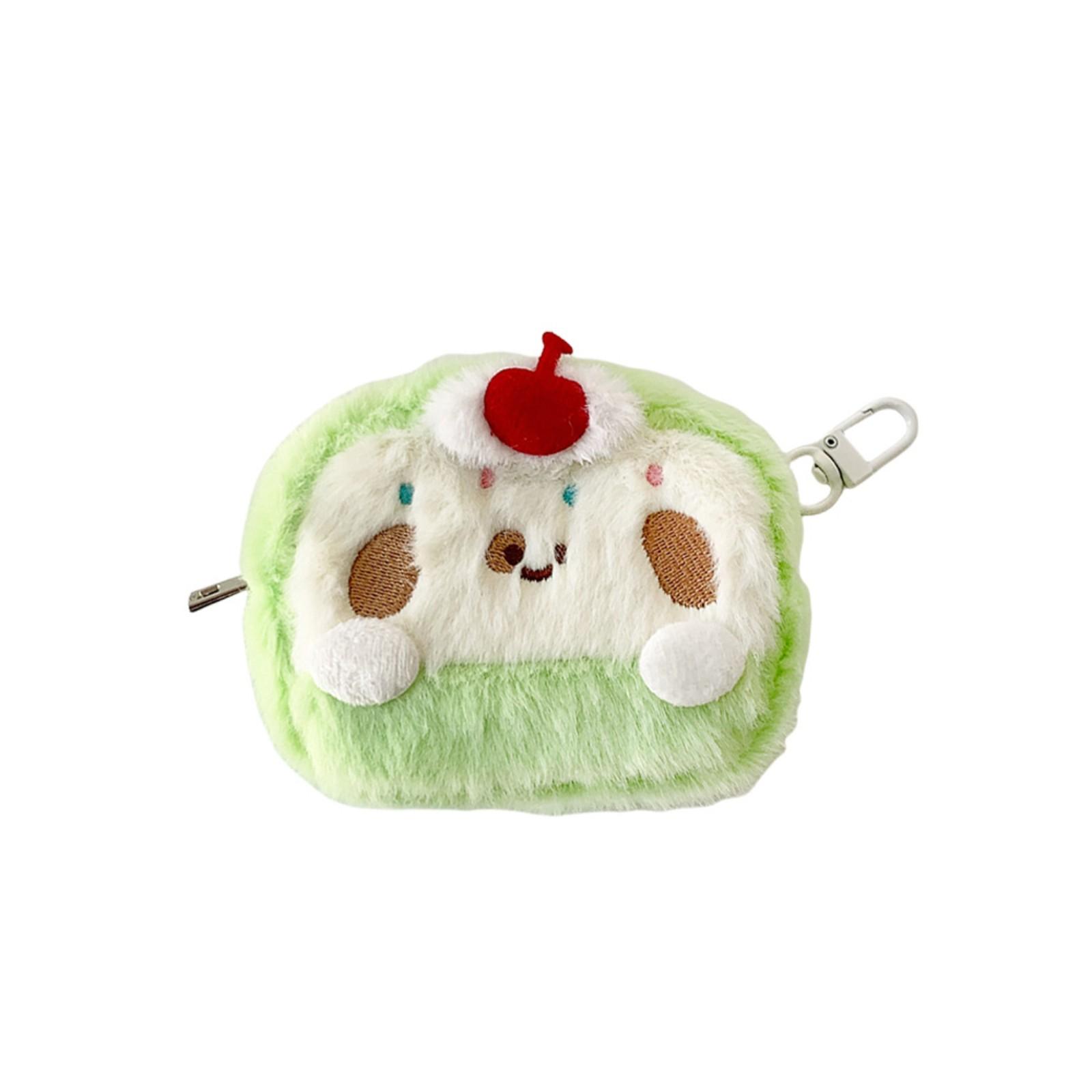 

Плюшевая сумка для хранения наушников для девочек, милый плюшевый кошелек для монет, портативный карманный чехол для наушников One Size зелёный