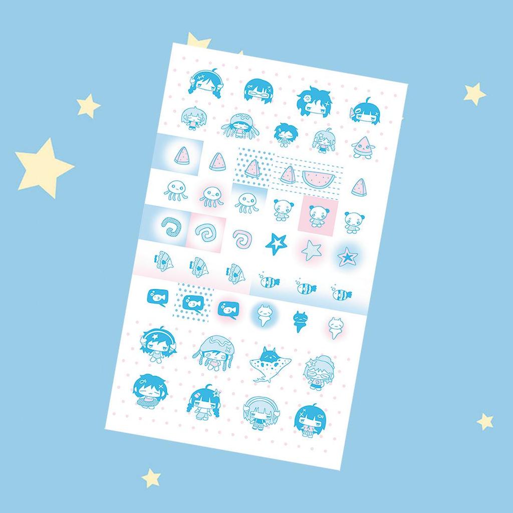 Korean Retro Summer Girl Stickers: Cute Cartoon Guka DIY Creative Set