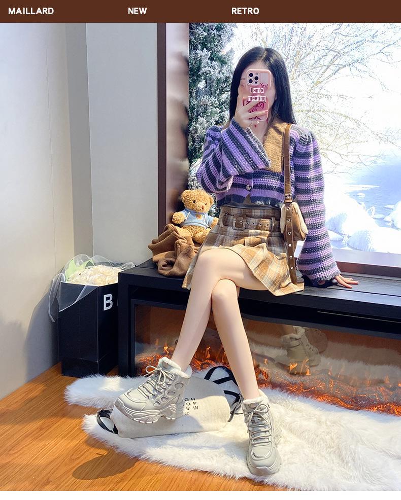 Women's Winter Cotton Shoes with Velvet Lining - Thick, Versatile, Casual, and Cold-Proof Style 2025