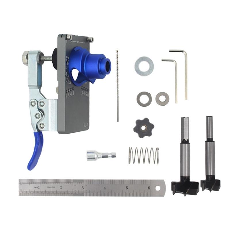 Carpentry Hole Drilling Guide Locator 35mm Hinge Boring Jig with Fixture Aluminum Hole Opener Template Door Cabinets