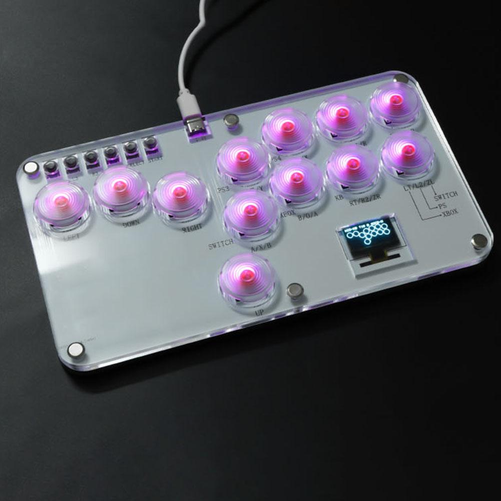 Leverless Controller Fight Sticks RGB Arcade Fightstick Stickless Arcade Stick Keyboard Rims Button for PC/PS4/PS3/Switch