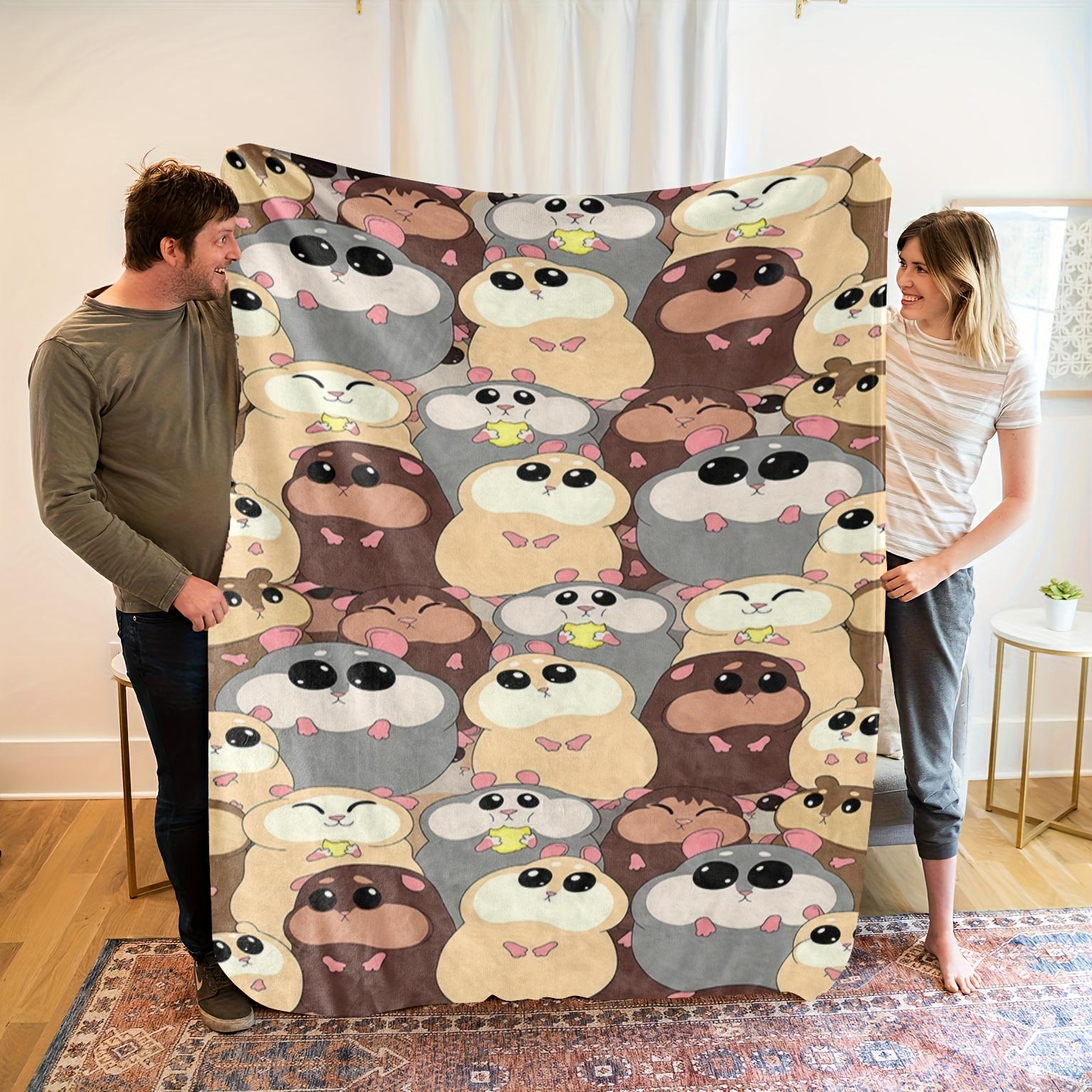 

Cute hamster pattern Flannel printed blanket suitable for all seasons suitable for living room office sofa and travel 180x250CM 75x100cm (30x40inch)