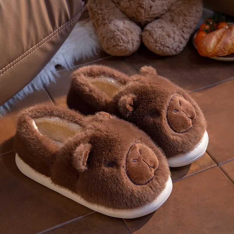 Kapibara Mao Mao Slippers Indoor Home Thermal Bag Head Cotton Slippers Universal At Home Autumn and Winter Outer Wear Thick Bottom