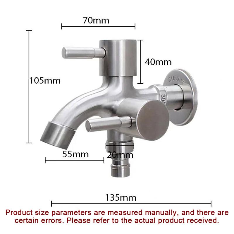 Kran ze stali nierdzewnej 304 Jeden wlot Dwa wyloty Wielofunkcyjny Kran z podwójnym wylotem do pralki Kran ogrodowy zewnętrzny do zlewu basenowego