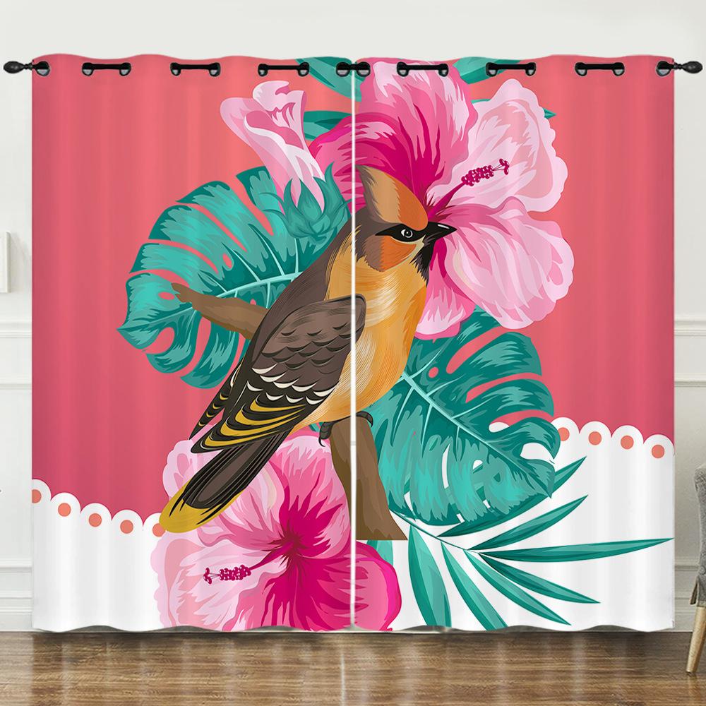 Curtain Cartoon Animal Bear Deer Love Kitten 3D Digital Printing Blackout Curtain Punching
