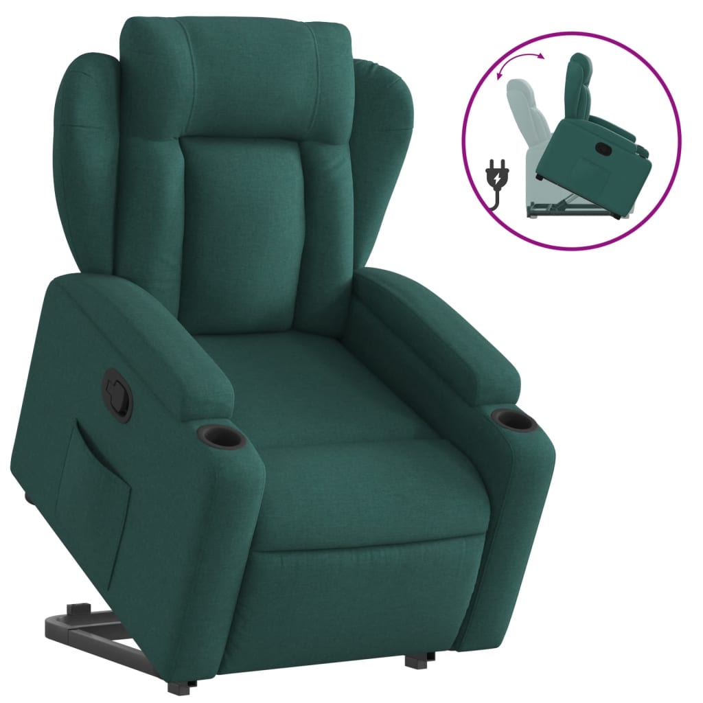 Recliner with Rising Function Dark Green Fabric
