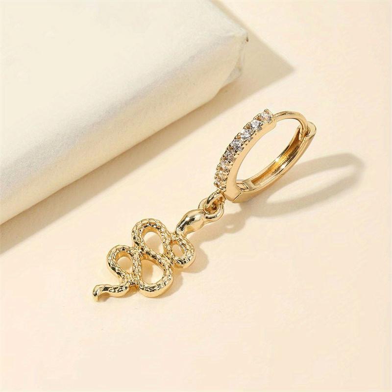 1pcs Stainless Steel Serpentine Zircon Piercing Nose Ring Nose Nail Universal for Men and Women Can Be Used As Earrings