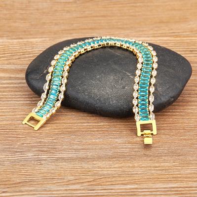 Nidin High Quality Multicolor Full Zircon Bracelets for Women Ladies Wedding Rainbow Charm Boho Hand Chain Party Jewelry Gifts