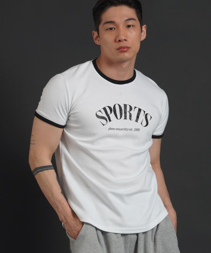 PHERMENON Muscle Fit Ringer Short Sleeve T-Shirt - White