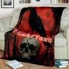 1PC Custom Name Raven Moon Skull Night Outdooor Flannel Blankets Throw Blanket All-Season Throw Gift Bedspread for Couch, Bed, Camping Holiday Birthda