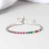 Misty Moon 3Mm Color Round Zircon Single Row Full Diamond Adjustable Crystal Bracelet Women'S Jewelry
