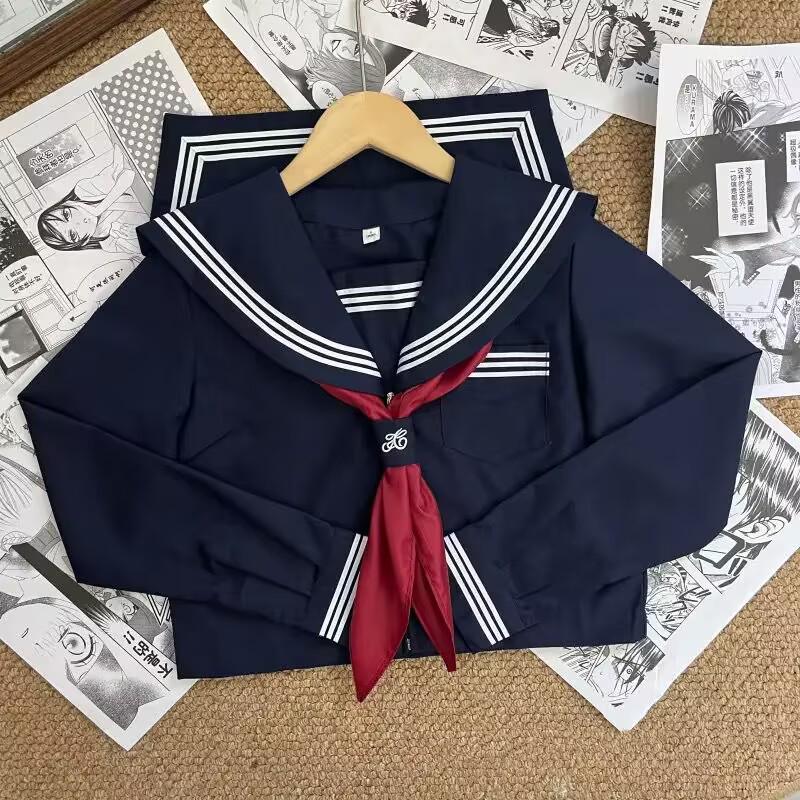 Upgraded White Japanese Sailor Suit: Classic Three-Piece Academy JK Uniform Set