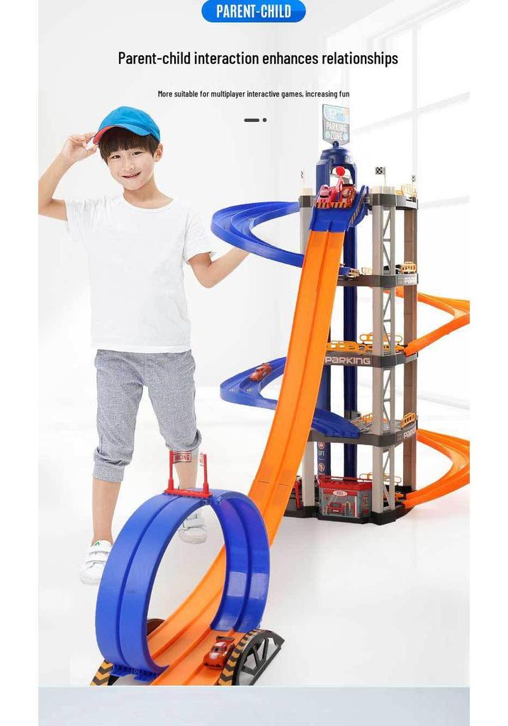 Interactive 8-Car Dual Lane 5-Layer Parking Track DIY Toy for Kids