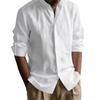 Cotton Linen Hot Sale Men's Long-Sleeved Shirts Summer Solid Color Stand-Up Collar Casual Beach Style Plus Size