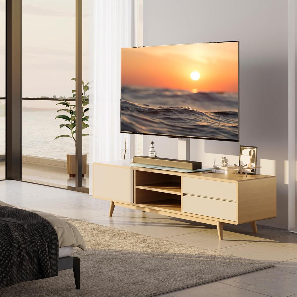 FITUEYES TV Compatible with TV TV Height for Large TVs TT107003GW Stand, 50-85 Inches, Wall-mounted Stand, Stand, Adjustable, Swingable,