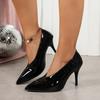Patent Leather Stiletto Single Shoes Autumn New Pointed Toe Shallow Mouth Slip Foot Anti-Slip Wear-Resistant High Heels