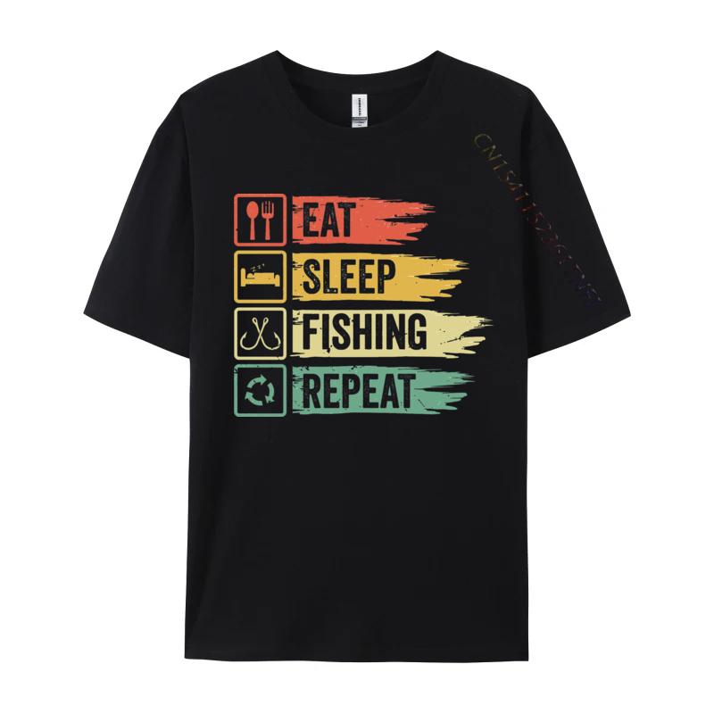 Rife Men T Shirt Eat Sleep Fish Repeat Tshirt Tops Shirt All Cotton Leisure T Shirt Street Wear T Shirt