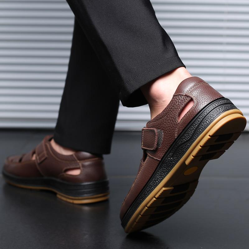 Classic High Quality Leather Business Sandals Summer Outdoor Handmade Sandals Comfortable Men Beach Genuine Leather Shoe