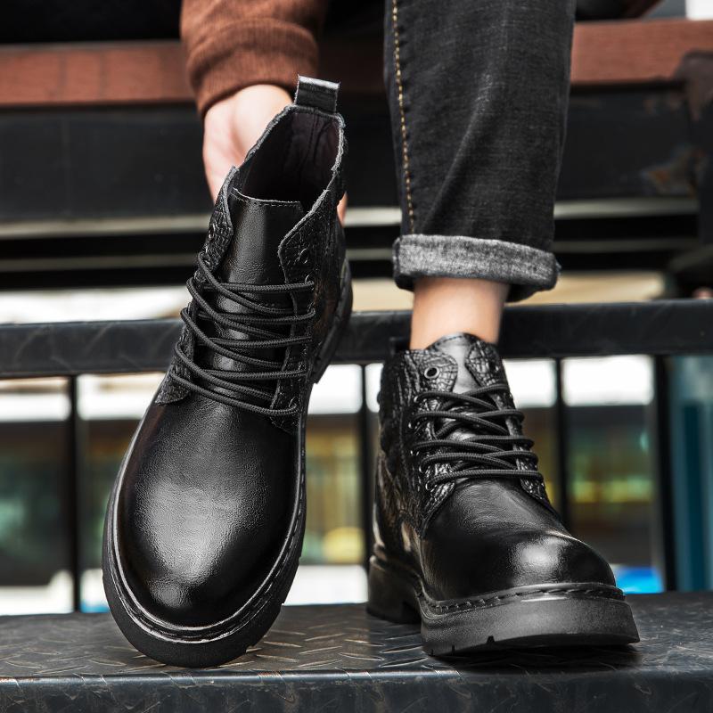 Martin boots men's autumn high-top casual shoes trendy versatile retro leather shoes British style tooling short boots men's shoes