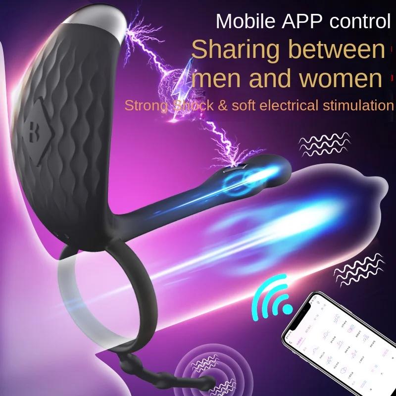 Innovative Bluetooth Vibrator Cock Ring - Electric Shock Sex Toys Penis Rings for Couple Massager with APP and Remote Control