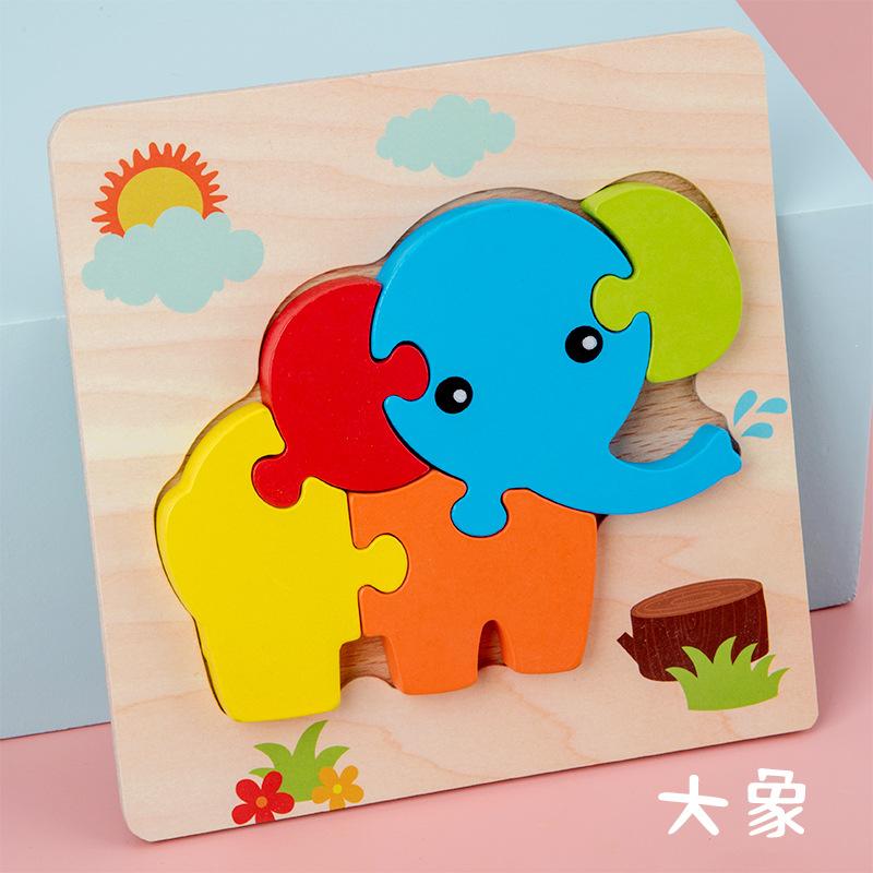 Wooden Simulation Cartoon Vehicle Animal Puzzle Early Childhood Education Building Block Children Baby Cognitive Three-Dimensional Puzzle