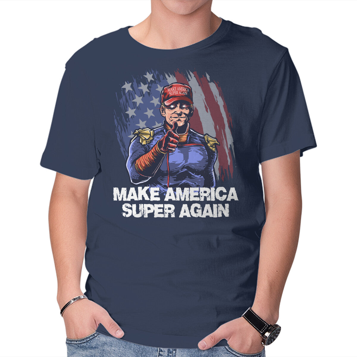 Unisex Crew Neck T-Shirt Make America Super Again Graphic Short Sleeve Casual Tee XL