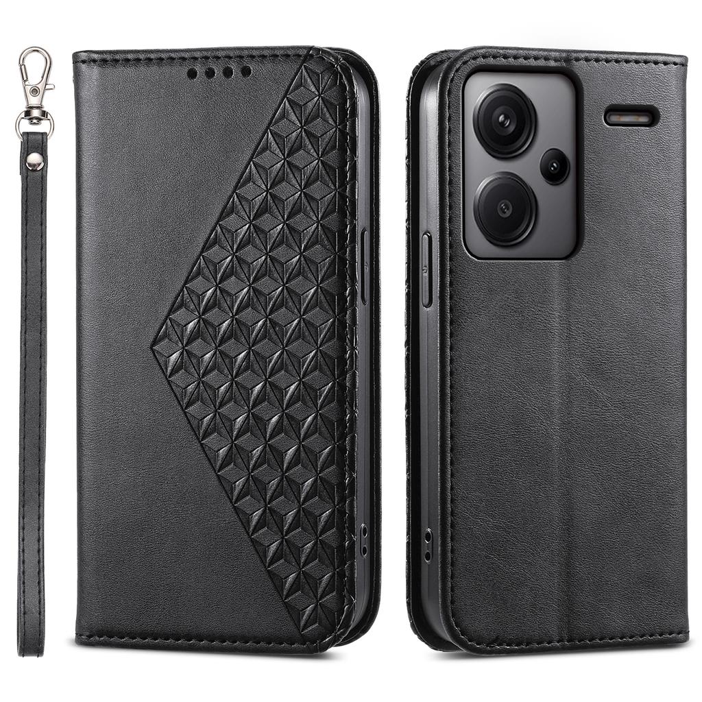 For Xiaomi Redmi Note 13 Pro+ 5G Leather Case Wallet Flip Cover Rhombus Pattern