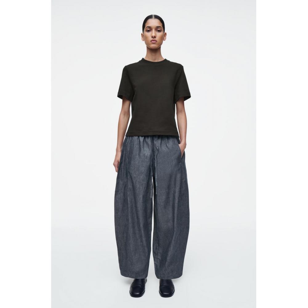 

Cos Japan свободный крой брюки-бочки с завязками на талии из денима dark blue/32