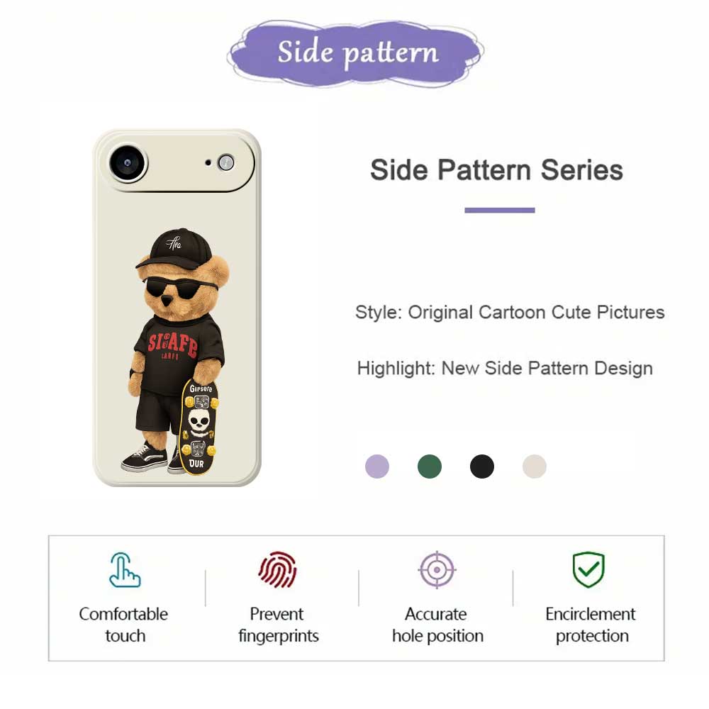 For iPhone 17 Air Case Cool Bear Pattern Printing Straight Edge TPU Phone Back Cover