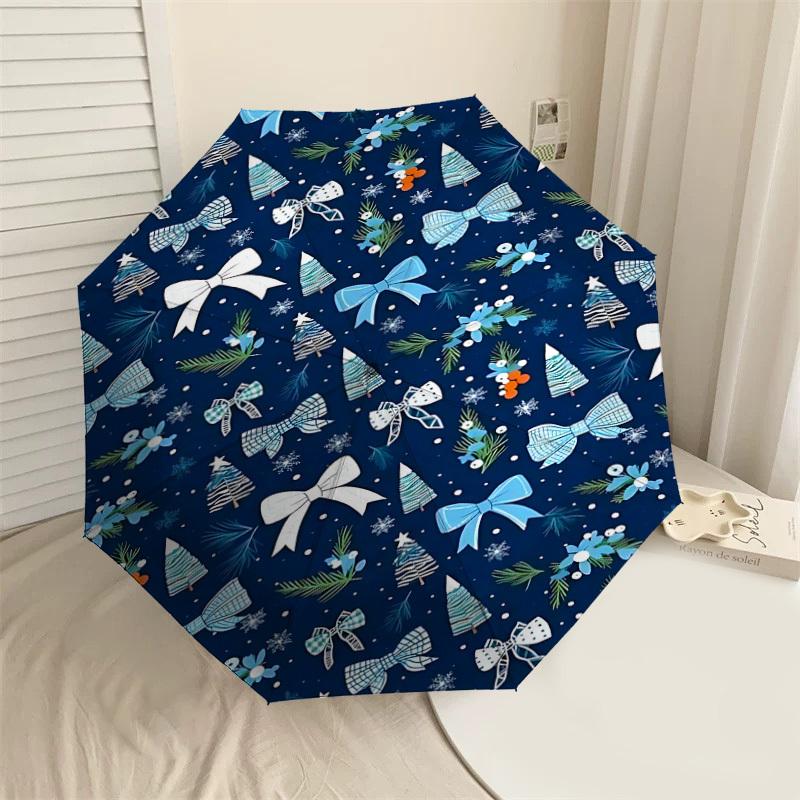 

1PC Bowtie Christmas Automatic Open/Close Umbrella Compact Folding Umbrella with 8-Rib Shaft lightweight esign, Highquality Fabric1214A