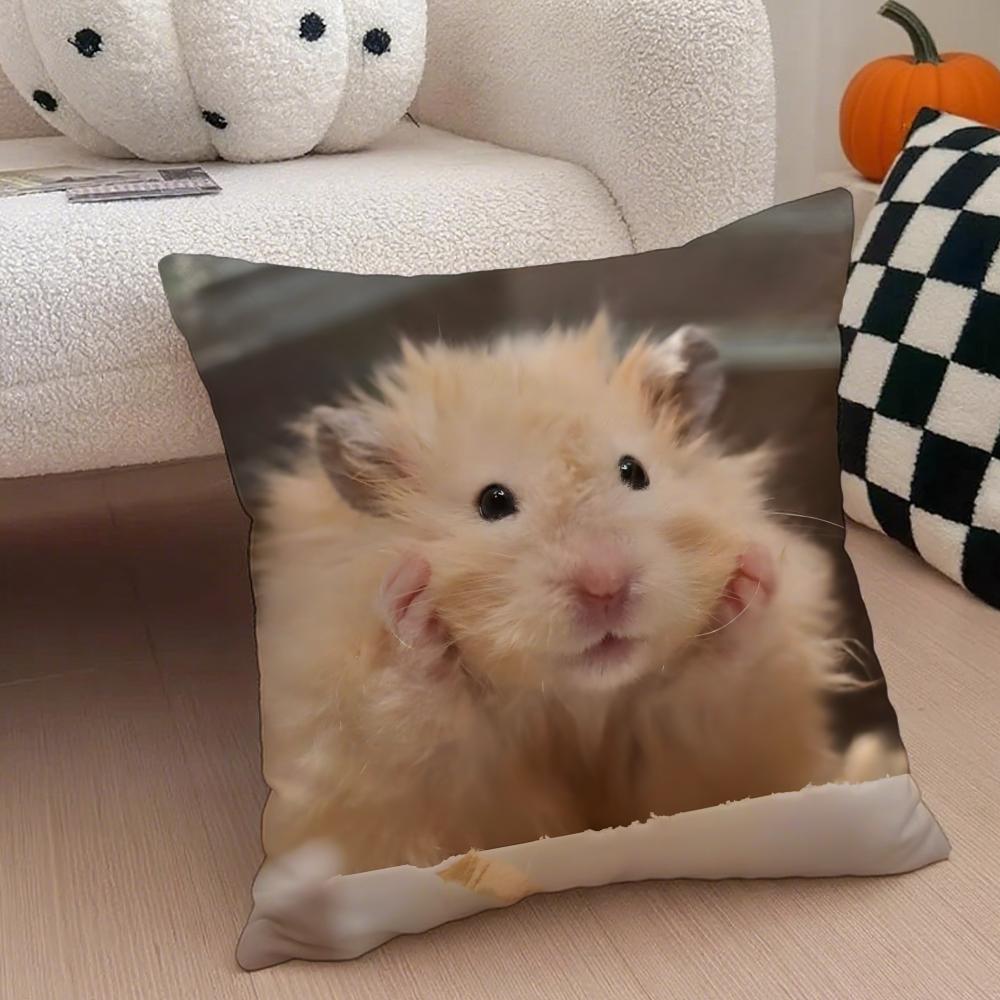 Hilarious Funny Hamster Meme Cute Art Cushion Cover Throw Pillow Cover Hidden Button Durable Polyester Chair Cushion