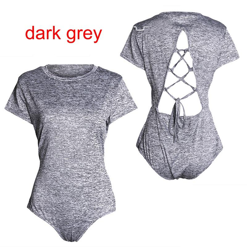 Buy Women Sexy Halter Onepiece Swimsuit Round Neck Short Sleeve Lift