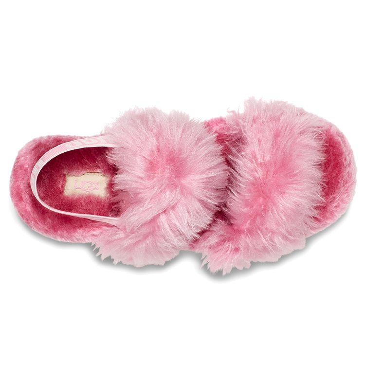 UGG Fluff Sugar Sandal Fabric Lightweight Comfortable Fashionable Slippers Women Sandals Pink 1119999-PINK