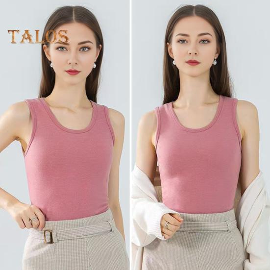 Zimní Dámská zateplená vesta Bezešvá Sametová Rychlá Temperature Lock Kulatý výstřih Slim Fit Elastická vnitřní nošení Bez rukávů Spodní část tílka