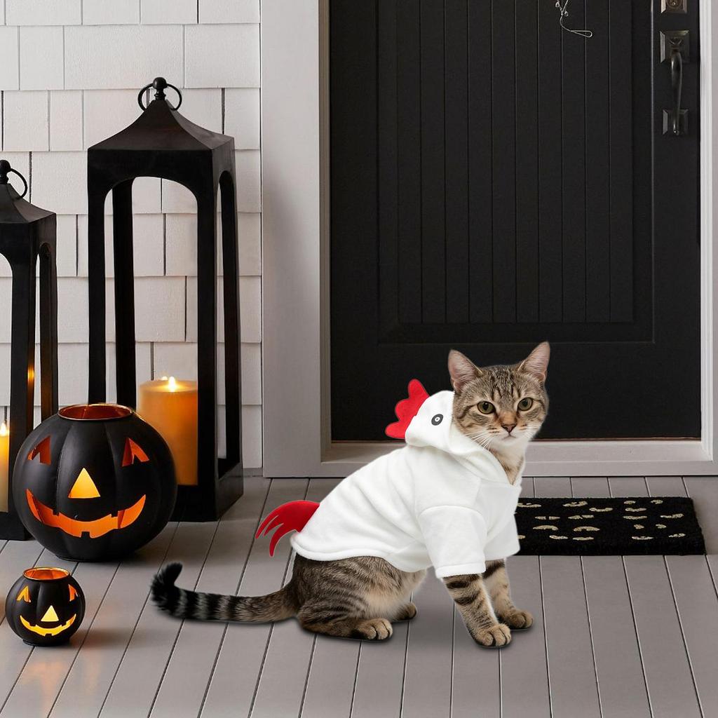Small Dog Halloween Costumes Cute Halloween Chicken Clothes Soft Cat Animal Cosplay Dress Hoodie For Medium Puppy Role Play Home
