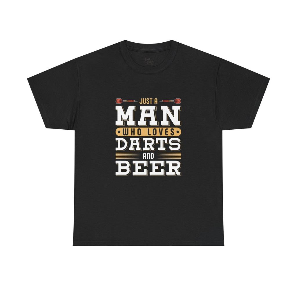 Man Who Loves Darts and Beer T-Shirt | Dartboard Pub Drinking Tee