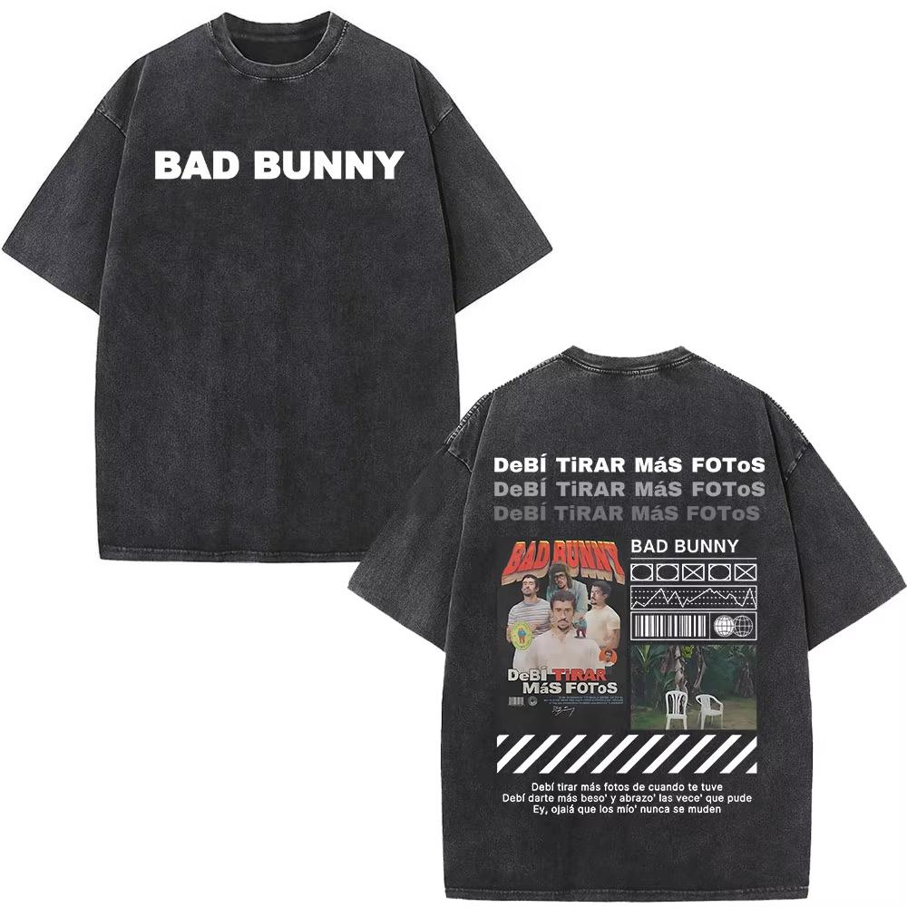 Washed Vintage Bad Bunny DTMF Residencia En El Choli Merch TShirts Debi Tirar Mas Fotos Tshirt Mens Hip Hop Oversized Tshirts