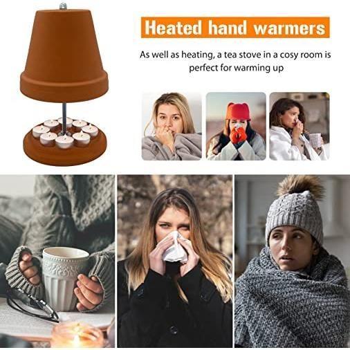 Four à Bougies Chauffe-plat - AMOUNE - Modèle Rouge - Espace pour 8 Bougies - Double Paroi