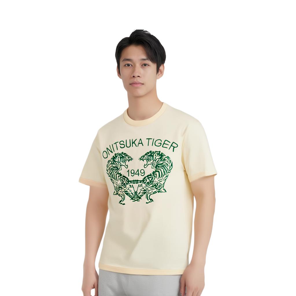ONITSUKA TIGER Straight Cut Round Neck Comfortable Short Sleeve T-Shirt Unisex Tops Off-White 2183B368-700