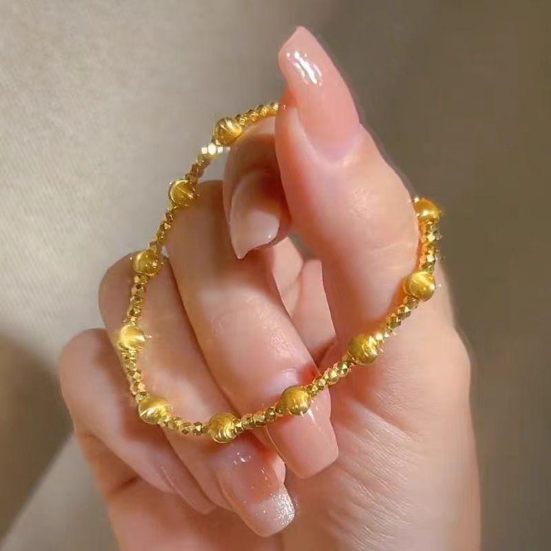 Cat Eye Bead Bracelet, Gold Tone - Xiaohongshu Style Fashion Simulated Gold Jewelry