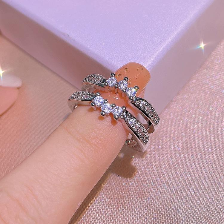 Double-Layer Pattern Elegant Versatile Geometric Women'S Ring Exaggerated Women'S Ring Index Finger