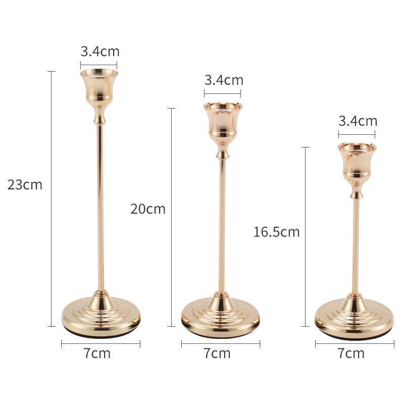 European Style Gold Wrought Iron Small Trumpet Candle Holder for Candlelight Dinner