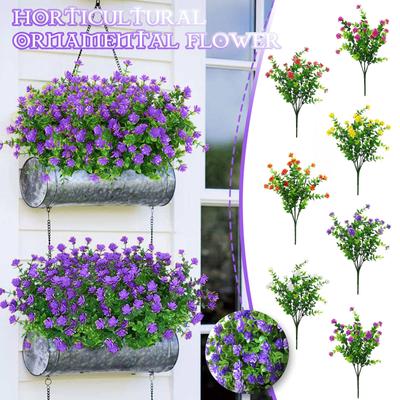 6 Demet Açık Yapay Çiçekler UV Dayanıklı Sahte Şimşir Bitkileri