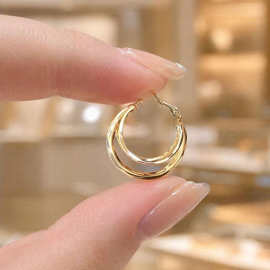 1 Pair Gold/Silver Hoop Earrings for Women, Chunky Triple Split Hoop Earrings, Multi Hoop Statement