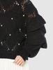 Lily Brown Openwork Pearl Knit Top Women's LWNT214808, Black/F