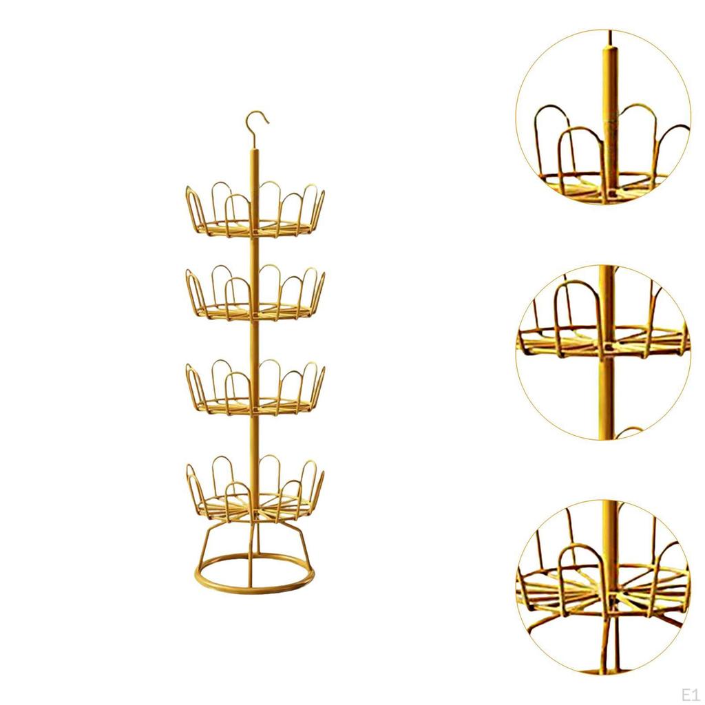 Árvore de Sapatos Giratória de 4 Níveis Rack Giratório Cabide Resistente que Economiza Espaço para