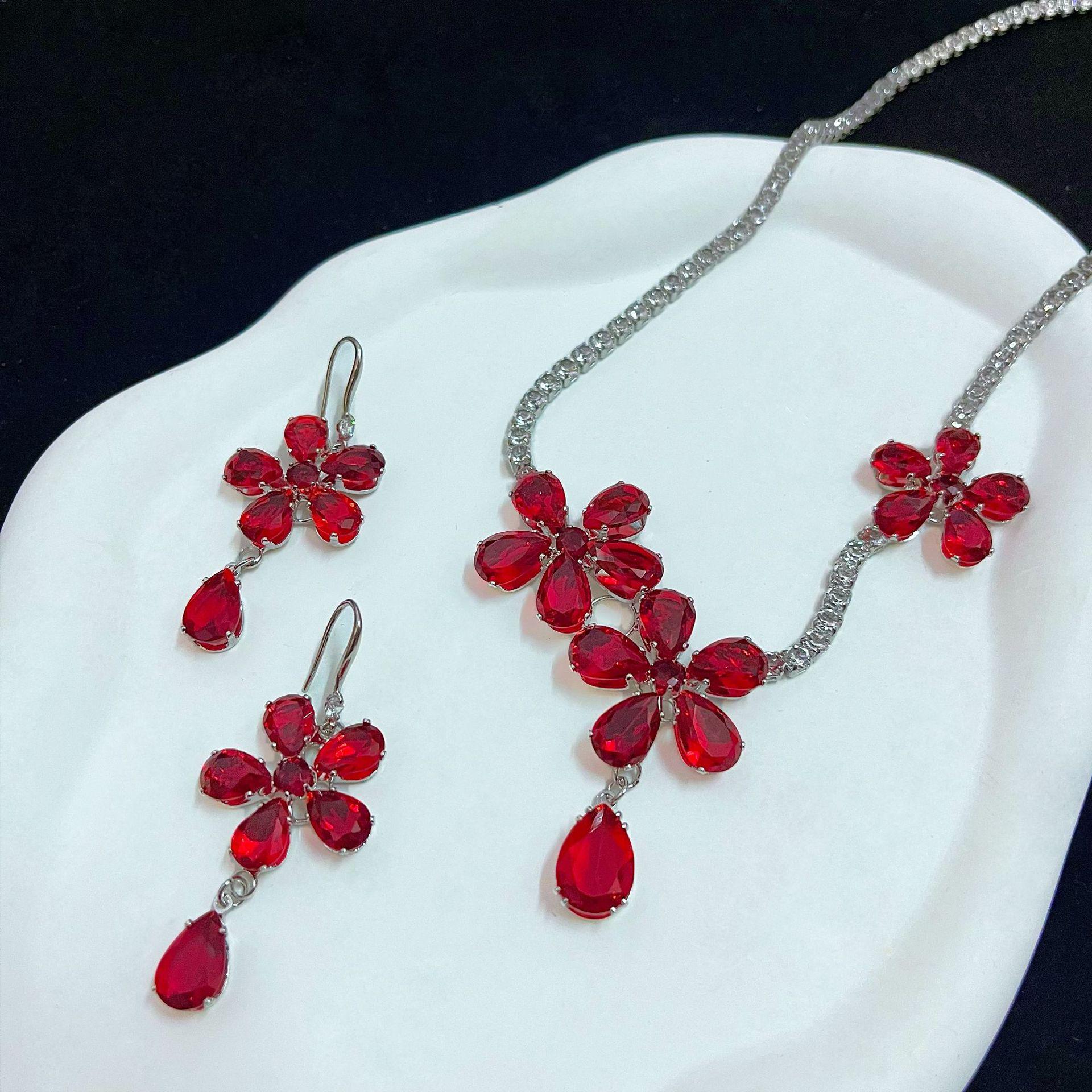 Elegant Zircon Flower Teardrop Sterling Silver Earrings - Sparkly, Versatile High-End Jewelry for Women