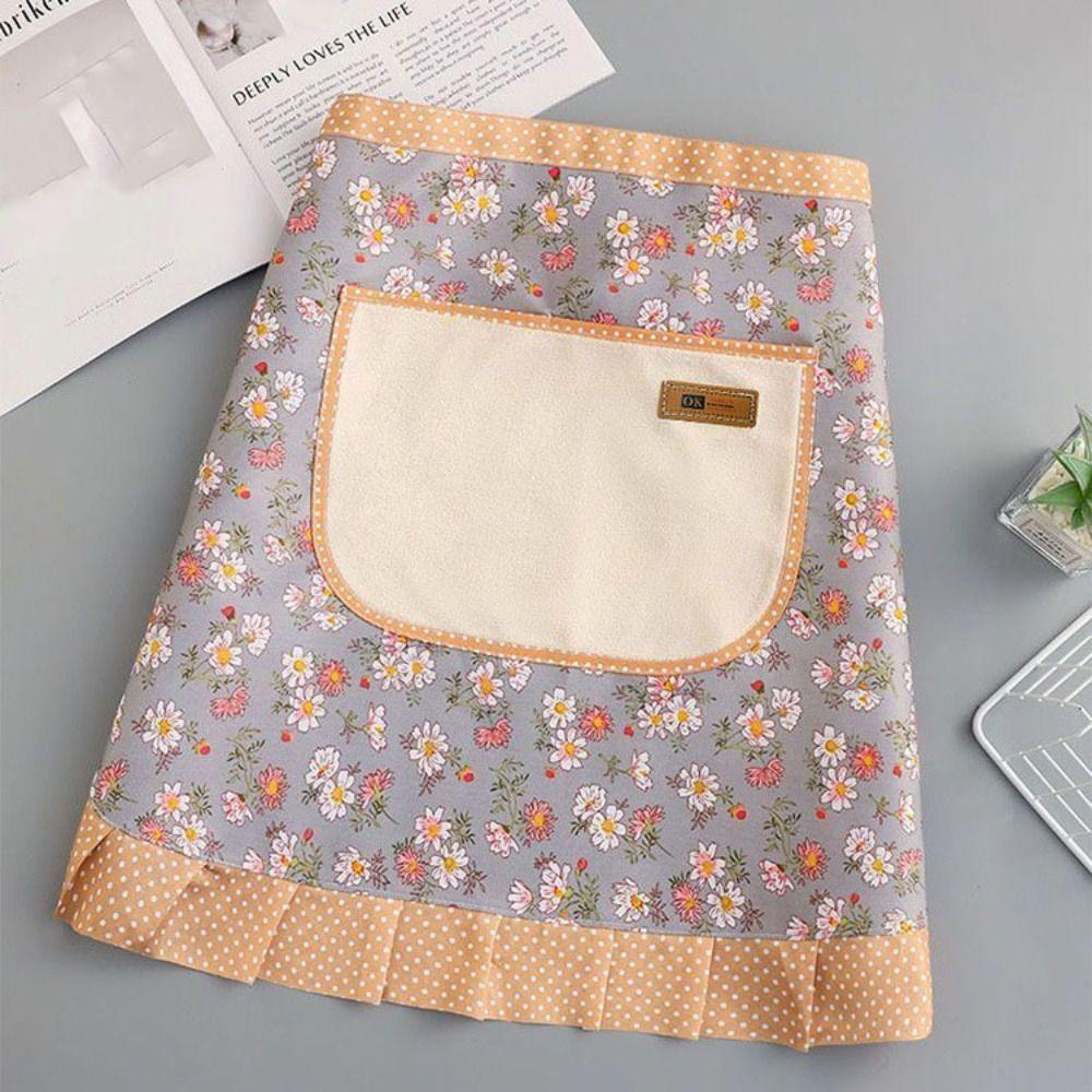Flower Half-length Apron Canvas Cooking Half-waist Apron Fashion Work Clothes Cooking